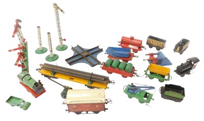 Lot 454 - A group of Hornby and other O gauge tinplate...