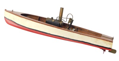 Lot 456 - A steam powered pond boat, 79cm long.