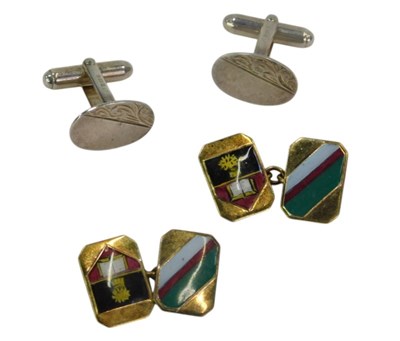 Lot 431 - Two pairs of cufflinks, comprising a pair of...