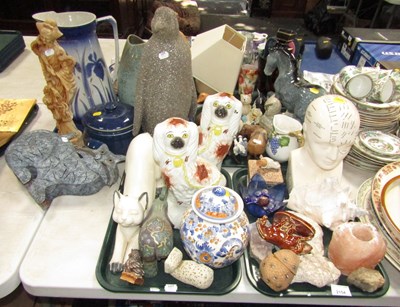 Lot 2154 - Ceramics, in the form of a phrenology bust, a...