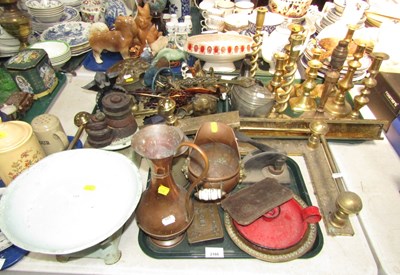 Lot 2166 - Metalware, in the form of candlesticks, brass,...
