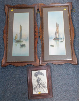 Lot 2171 - Two oak framed rectangular prints of marine...