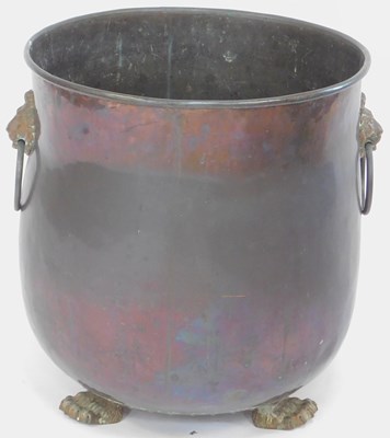 Lot 562 - A 19thC copper log bucket, of bellied form...