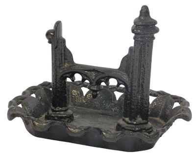 Lot 561 - A Victorian black painted cast iron boot...