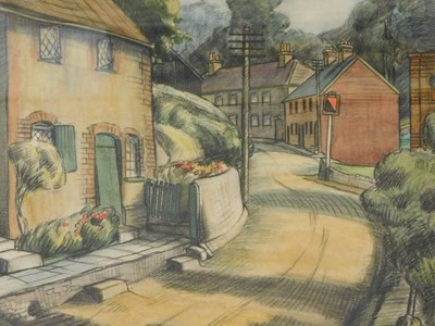 Lot 137 - A D H Cary. Village scene, watercolour, signed,...