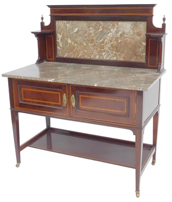 Lot 627 - A Edwardian mahogany and inlaid washstand, the...