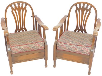 Lot 641 - A pair of 1930s reclining beech chairs, each...