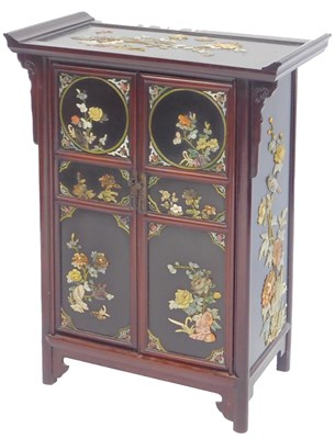 Lot 655 - An Oriental black lacquer two door...