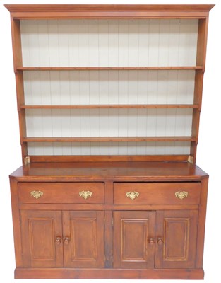 Lot 669 - A 19thC pine dresser, the top with a moulded...