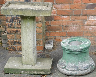 Lot 542 - A composition stone birdbath, the rectangular...