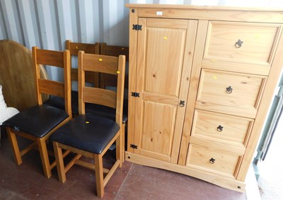 Lot 1008 - A child's pine wardrobe, with a single door...