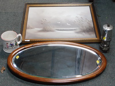 Lot 2189 - A copper and white metal miner's lamp, a large...