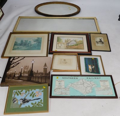 Lot 2192 - Pictures and prints, including a street scene...