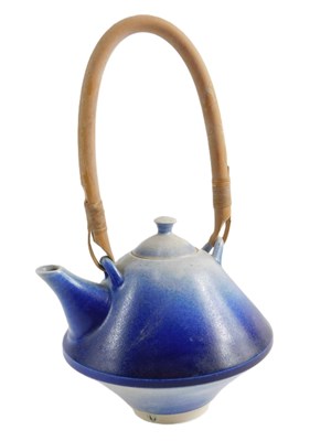 Lot 258 - A blue glazed Studio pottery small teapot,...