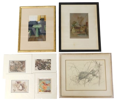 Lot 191 - S Stone-Chamberlain. Study of a hedge, pencil...
