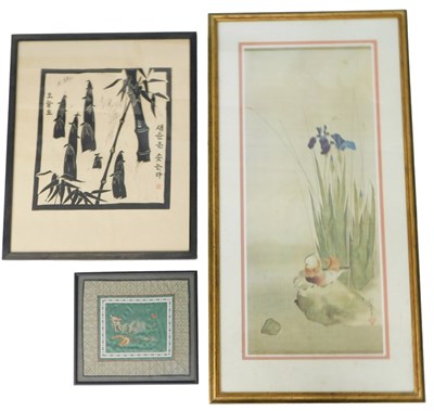 Lot 554 - Oriental print. Bamboo, another coloured print,...