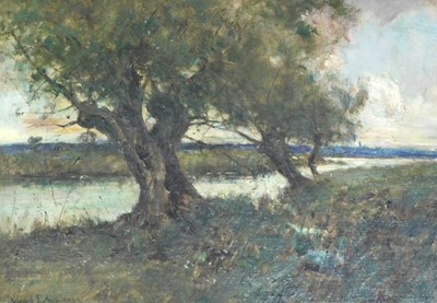 Lot 43 - 20thC School. River landscape, oil on canvas,...