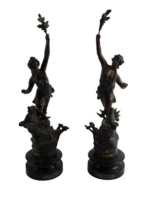 Lot 393 - A pair of 20thC French reproduction spelter...