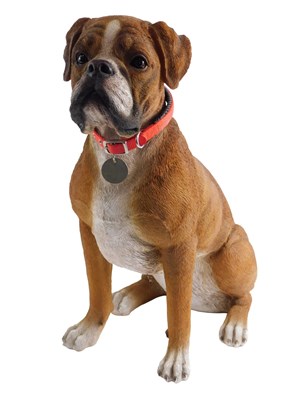 Lot 109 - A moulded figure of a seated boxer dog, with...