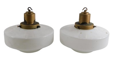 Lot 113 - Two 1960s/70s glass ceiling shades, of three...