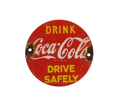 Lot 140 - An enamel advertising sign, Drink Coca-Cola,...