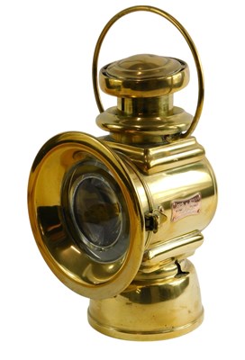 Lot 157 - A Lucas King of the Road brass carriage lamp,...