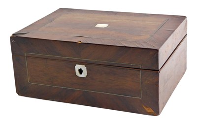 Lot 169 - A 20thC mahogany writing box, with banded top,...