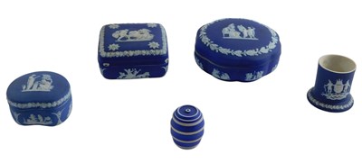 Lot 171 - Wedgwood blue Jasperwares, comprising three...