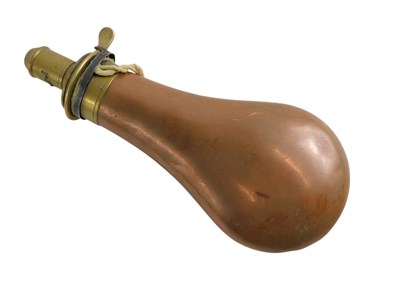 Lot 191 - A 20thC brass and copper powder flask, with...