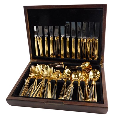 Lot 196 - A cased canteen of cutlery, stainless steel,...