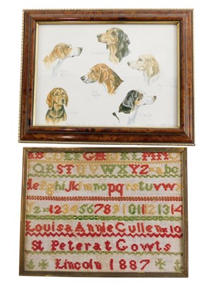 Lot 202 - A 19thC Sampler embroidery by Louisa Annie...