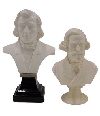 Lot 232 - A composition bust of Chopin, on ebonised base,...