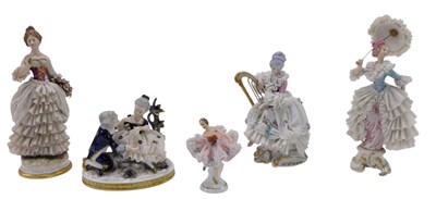 Lot 244 - A collection of German crinoline figures, to...