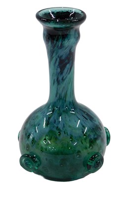 Lot 246 - An Art Glass green mottled bottle shaped vase,...