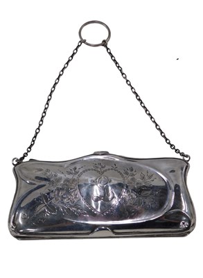 Lot 50 - A George V silver purse, of Art Nouveau shaped...