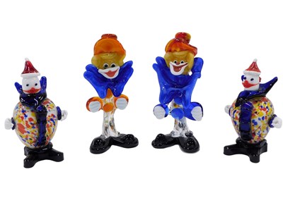 Lot 266 - A pair of Murano glass clowns, with round...