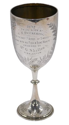 Lot 55 - A Victorian silver prize cup, of goblet shaped...