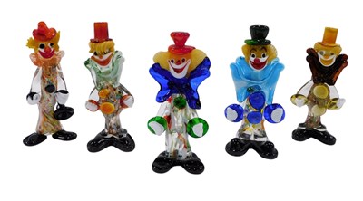 Lot 280 - Five Murano glass clowns, to include one...