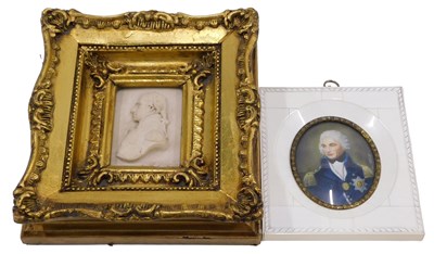 Lot 82 - A reproduction relief portrait miniature of...