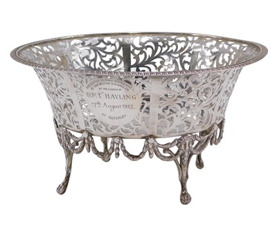Lot 4 - An Edwardian silver fruit basket, the cut and...