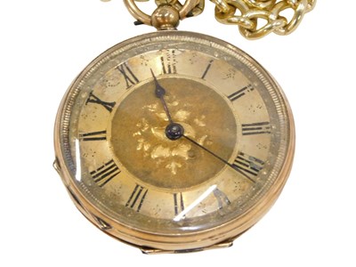 Lot 89 - A 20thC yellow metal fob watch, with chased...