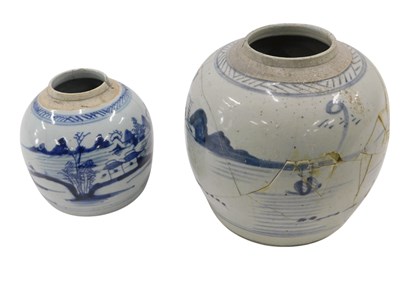 Lot 304 - Two early 19thC Chinese ginger jars, each on a...