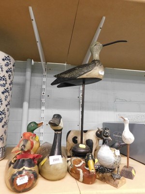 Lot 2005 - A collection of painted wooden ducks, together...