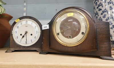 Lot 2008 - A Bentima wooden mantel clock, with Arabic...