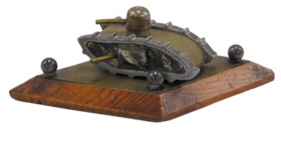 Lot 19 - Trench Art. Model of British WWI tank, brass...