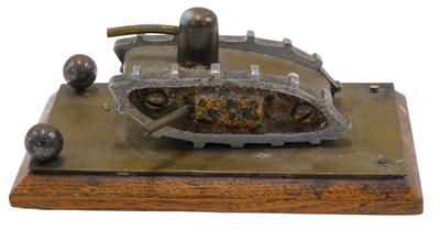 Lot 20 - Trench Art. Scratch build model of a WWI tank,...