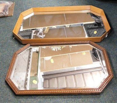 Lot 2057 - An octagonal mid-century light oak mirror,...