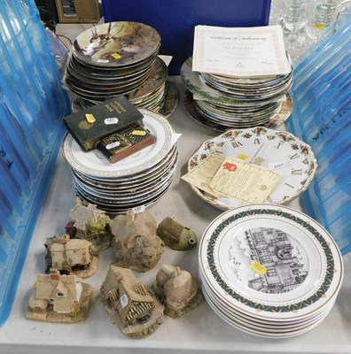 Lot 2064 - Various collectors plates, porcelain clock, etc.