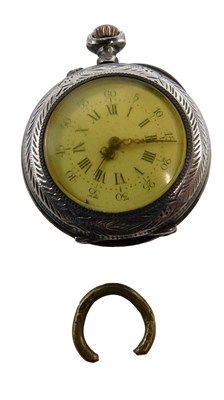 Lot 320 - A fob watch, with a hammered white metal case,...