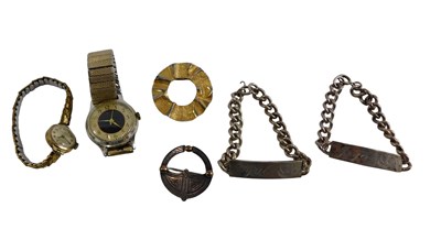 Lot 421 - Two silver curb link identity bracelets, a...